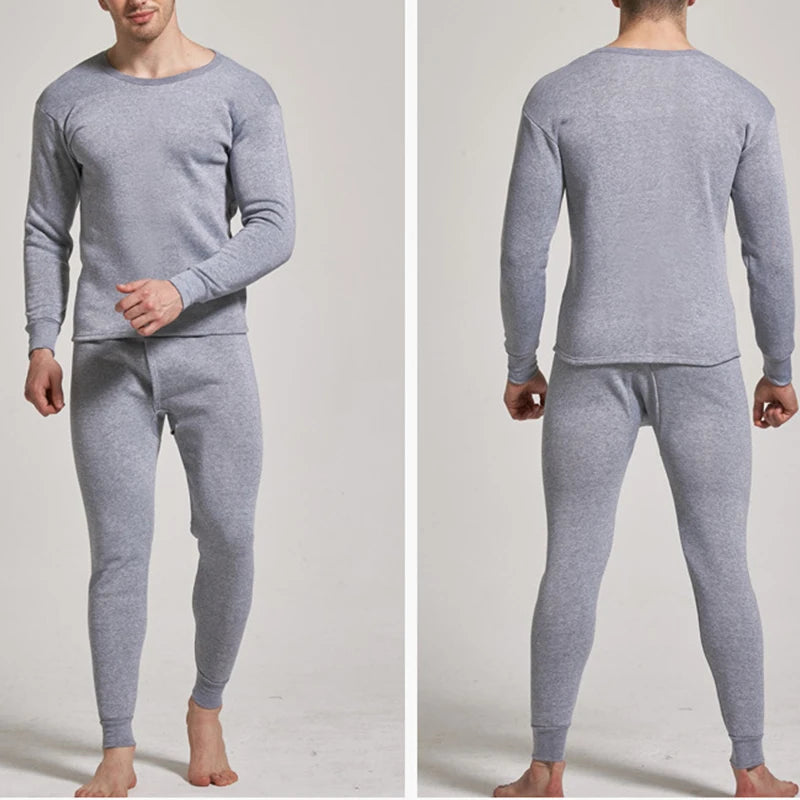 1Set Men Thermal Underwear Set Keep Warm Tops+Pants Ski Underwear Men Ski Suit Plus Cashmere Winter Thermal Underwear