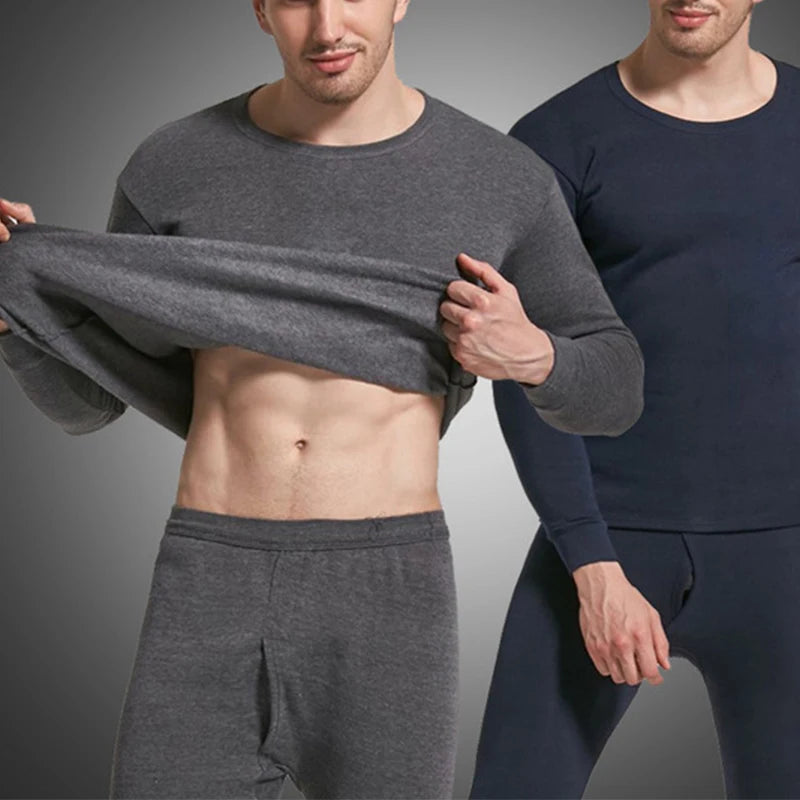 1Set Men Thermal Underwear Set Keep Warm Tops+Pants Ski Underwear Men Ski Suit Plus Cashmere Winter Thermal Underwear