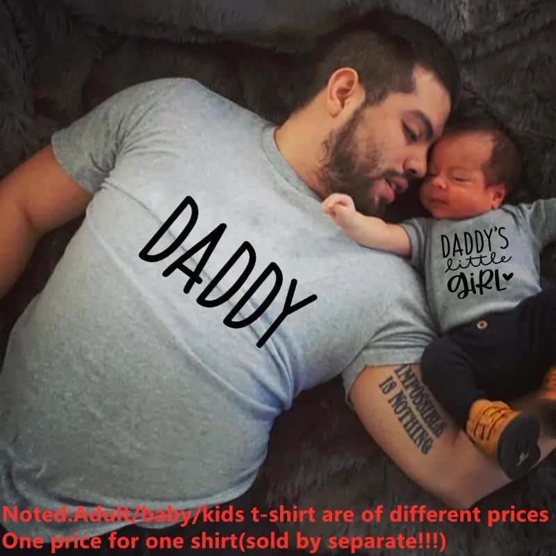 1Pc Daddy and Me Family Matching Clothes Daddy and Daddy's little Girl Tshirt Father Daughter Shirts Dad Daughter Girls Clothes