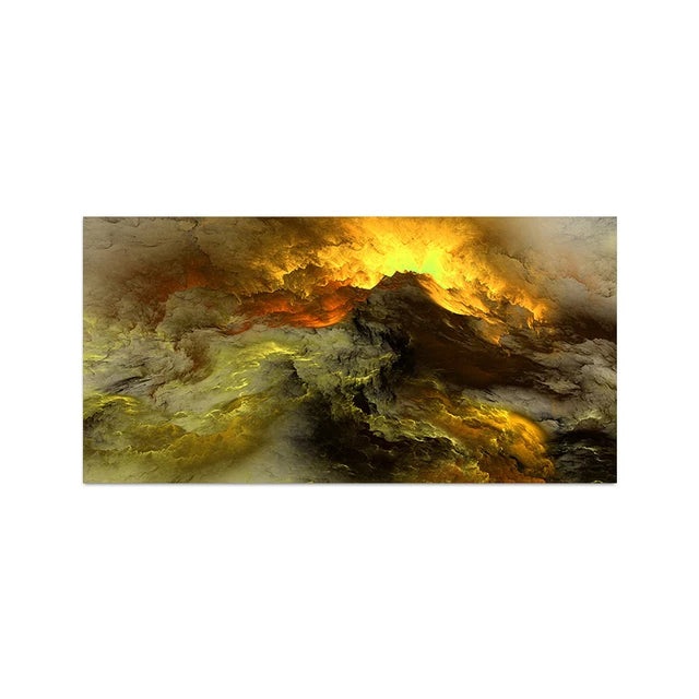 Home Room Decor  Light Blue Gold Geometric Clouds Modern Abstract Canvas Decor Clouds Wall Canvas Abstract Art