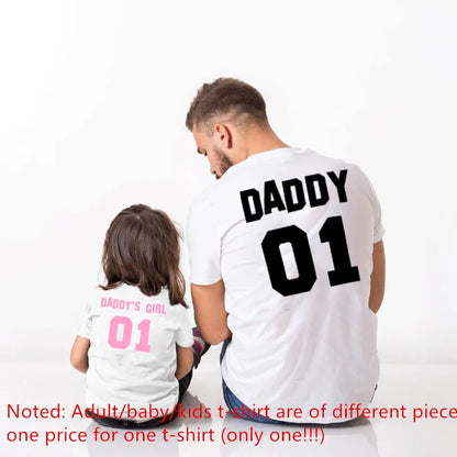 1Pc Daddy and Me Family Matching Clothes Daddy and Daddy's little Girl Tshirt Father Daughter Shirts Dad Daughter Girls Clothes