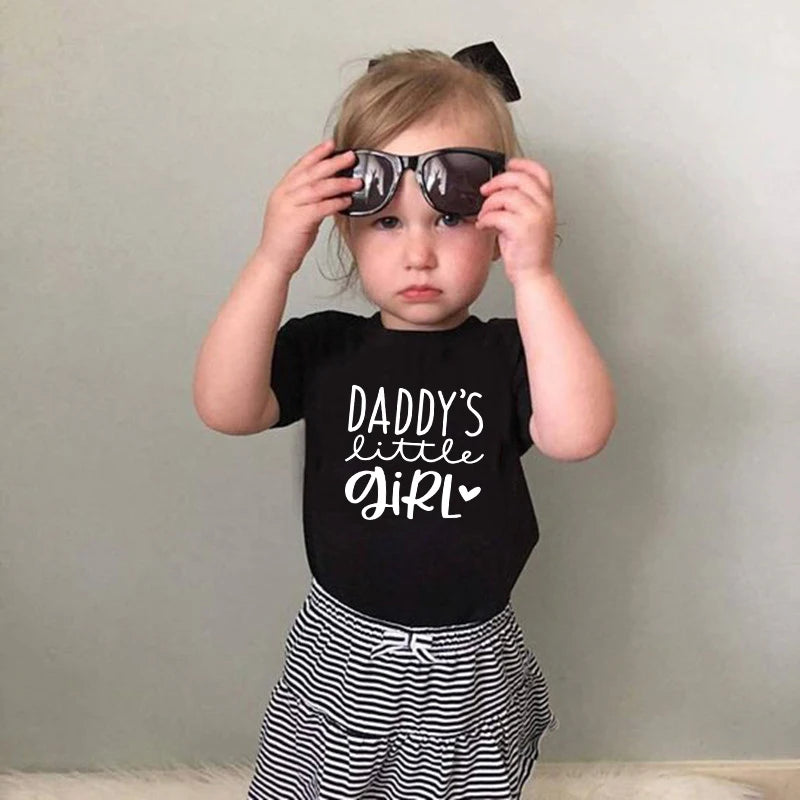 1Pc Daddy and Me Family Matching Clothes Daddy and Daddy's little Girl Tshirt Father Daughter Shirts Dad Daughter Girls Clothes