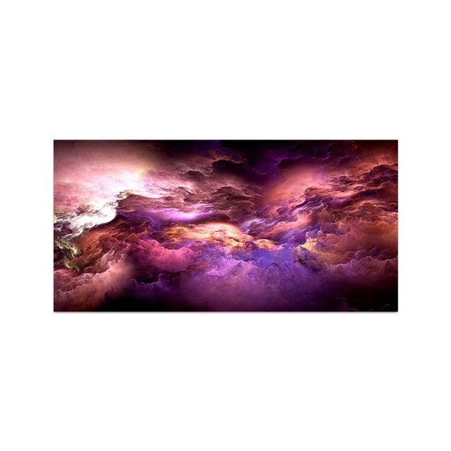 Home Room Decor  Light Blue Gold Geometric Clouds Modern Abstract Canvas Decor Clouds Wall Canvas Abstract Art