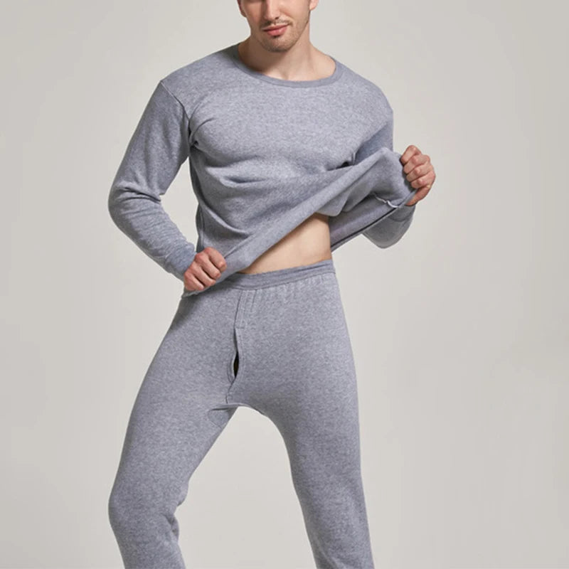 1Set Men Thermal Underwear Set Keep Warm Tops+Pants Ski Underwear Men Ski Suit Plus Cashmere Winter Thermal Underwear