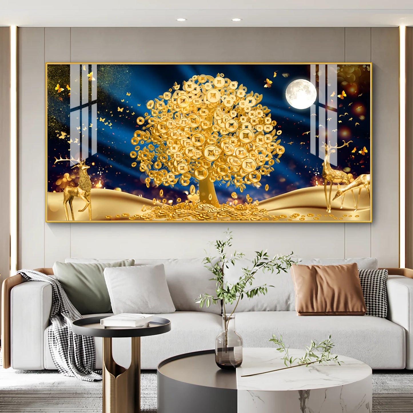 Elk Art Living Room Sofa Background Wall Crystal Porcelain Decorative Painting Hotel Corridor Wall Art Decor Hanging Painting