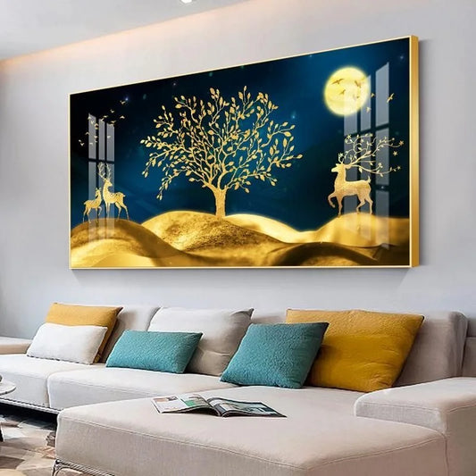 Elk Art Living Room Sofa Background Wall Crystal Porcelain Decorative Painting Hotel Corridor Wall Art Decor Hanging Painting