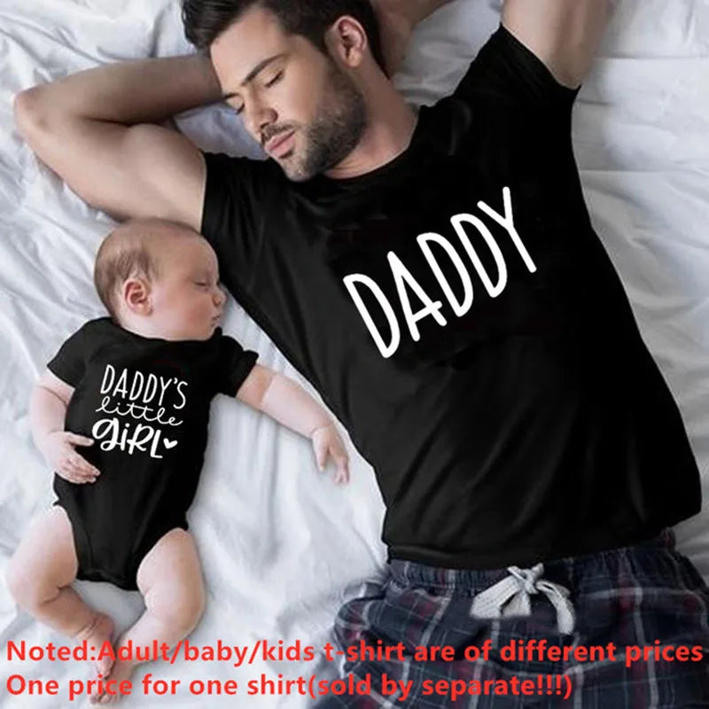 1Pc Daddy and Me Family Matching Clothes Daddy and Daddy's little Girl Tshirt Father Daughter Shirts Dad Daughter Girls Clothes