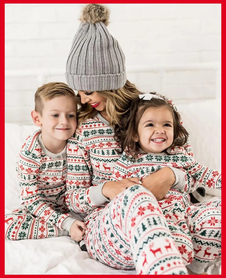 2026 Christmas Family Pajamas Matching Dad Mom And Daughter Xmas Clothes Set Adult Kids Sleepwear For Father Mother Son Outfit