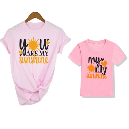 1pc You Are My Sunshine My Only Sunshine Mommy and Daughter Matching Tshirts Family Look Shirts Mother Son Outfits Tops