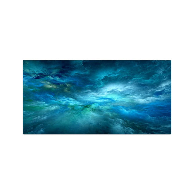 Home Room Decor  Light Blue Gold Geometric Clouds Modern Abstract Canvas Decor Clouds Wall Canvas Abstract Art