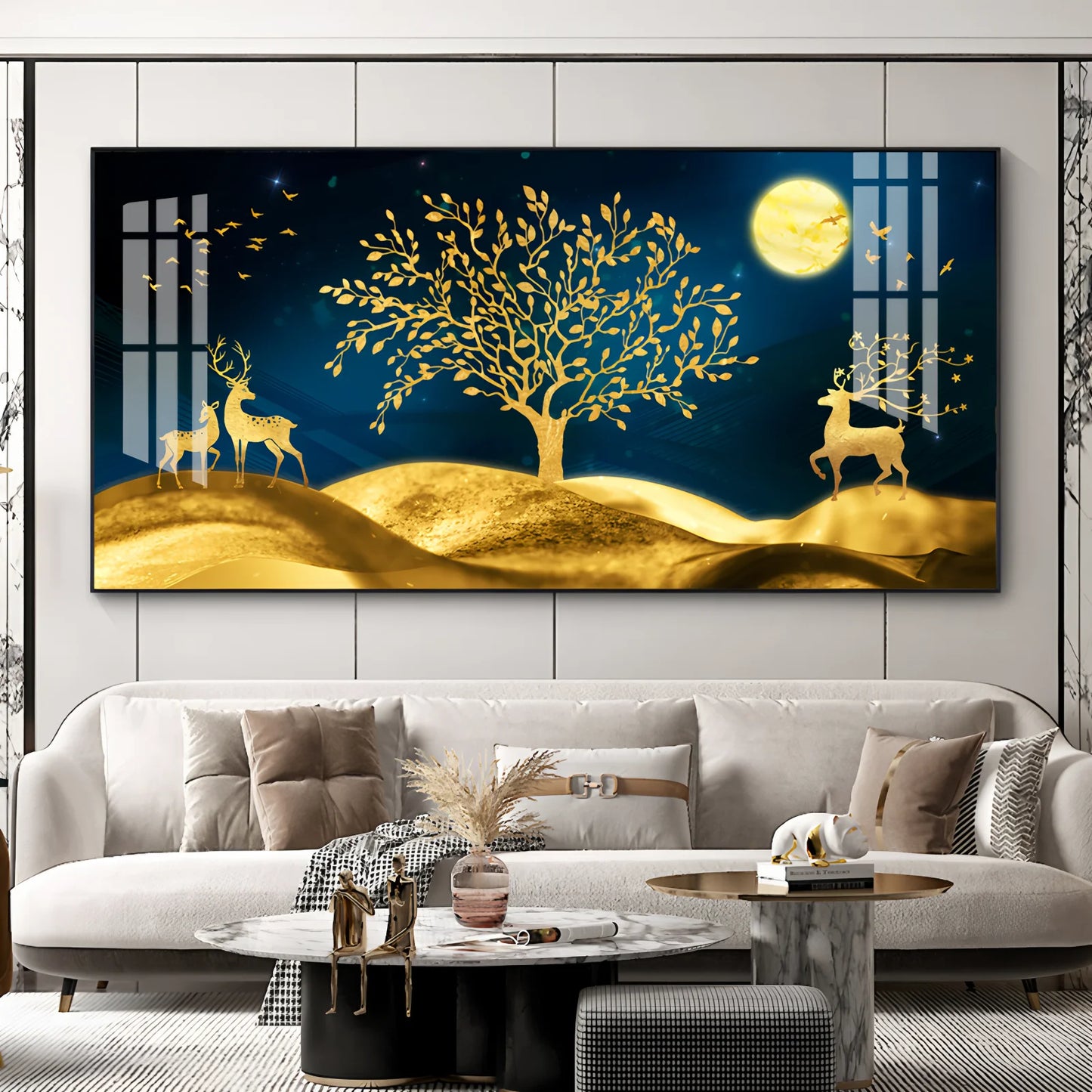 Elk Art Living Room Sofa Background Wall Crystal Porcelain Decorative Painting Hotel Corridor Wall Art Decor Hanging Painting