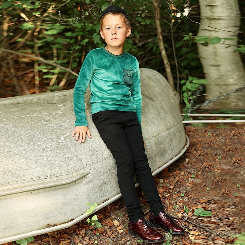 AA-Velour and striped layered set kids clothes sibling matching girl dress boys top baby romper v neck children family matching