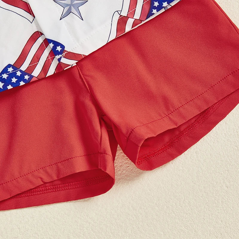 Infant Boy Independence Day Apparel Red White Blue Star Stripe Print Bowtie Top Shorts Set Kids Clothing for July 4th