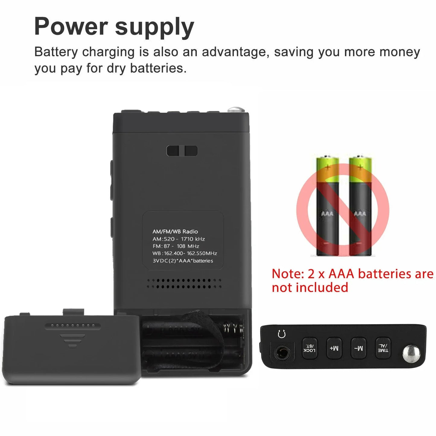 Portable Weather Radio FM AM NOAA Emergency Pocket Radio With Weather Warning Alarm Clock Auto-Search Channels Mini Hand Radio