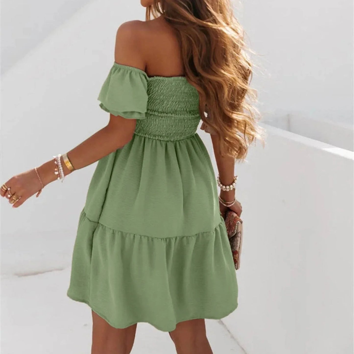 Dresses For Women 2024 Plus Size Summer Dresses For Women 2024 Midi Off Shoulder Puff Sleeve Dress Vestidos Verano Moda 2024