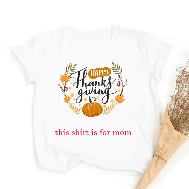 Thanksgiving day Family matching clothes mother father daughter son kids baby pumpkins T-shirt Parent child Short Sleeve Tops