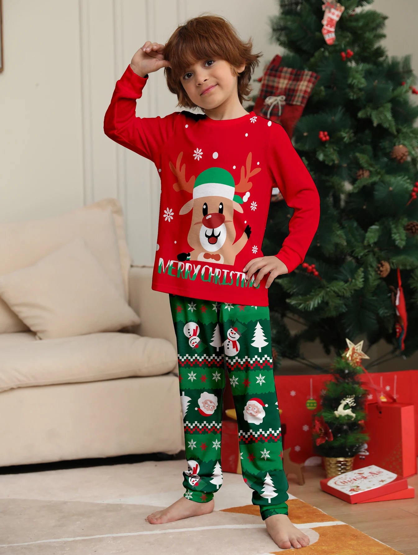 2024 Couples Christmas Family Matching Pajamas Set Mother Kids Clothes Christmas Pajamas For Family Clothing Set