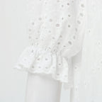 Summer Cotton Dress for Women Casual Hollow Crochet Bohemian Loose Beach Long Dress Ladies Holiday Ruffles Maxi Dress Vestidos