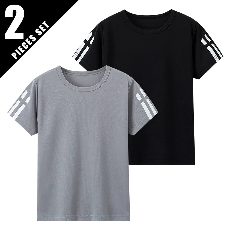 2/4 Pcs Men's Summer Quick-drying Mesh Color Short-sleeved T-shirt Young and middle-aged loose plus size fitness running Joker T