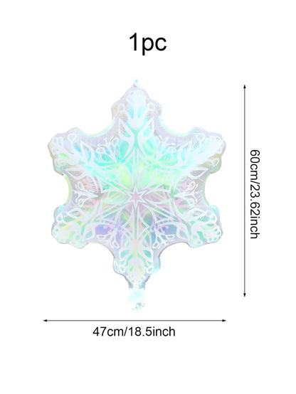 1/3/6pcs transparent snowflake aluminum foil balloons, ice and snow theme party, birthday, Christmas, winter party, New Year