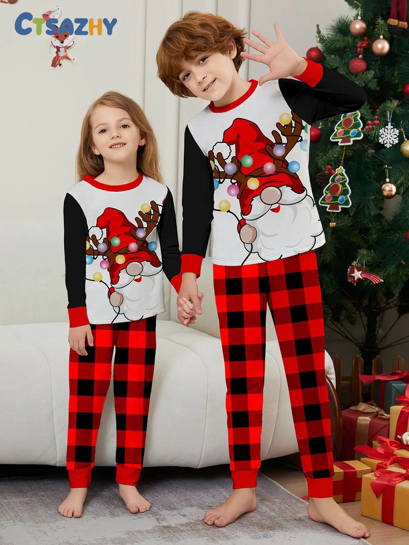 European and American family Christmas parent-child clothing, 2025 new autumn and winter cartoon round-neck family vacation set
