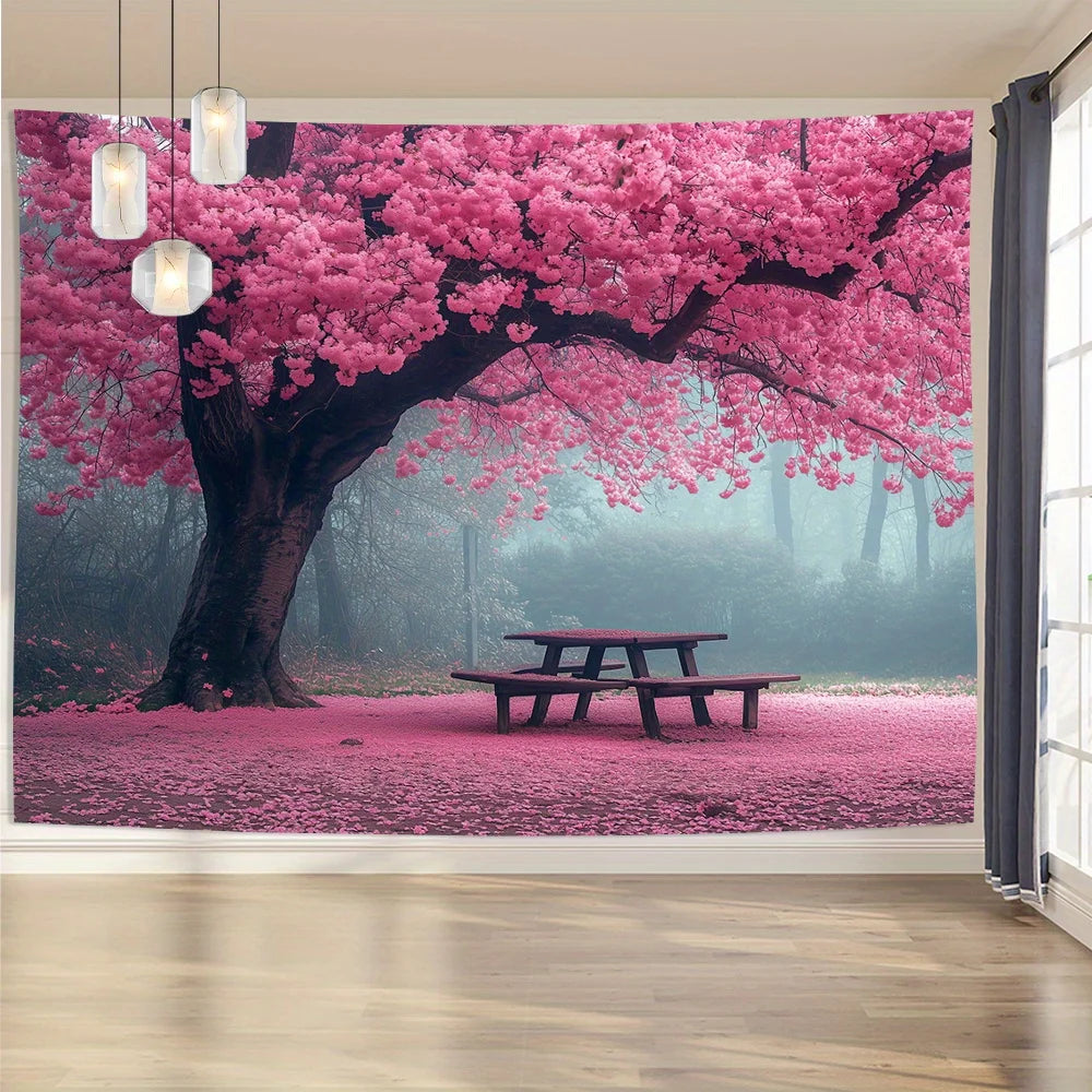 Cherry Blossom 3D Visual Effects Tapestry Perfect Living Room Bedroom Office Decor Ideal Creative Gift Background Cloth