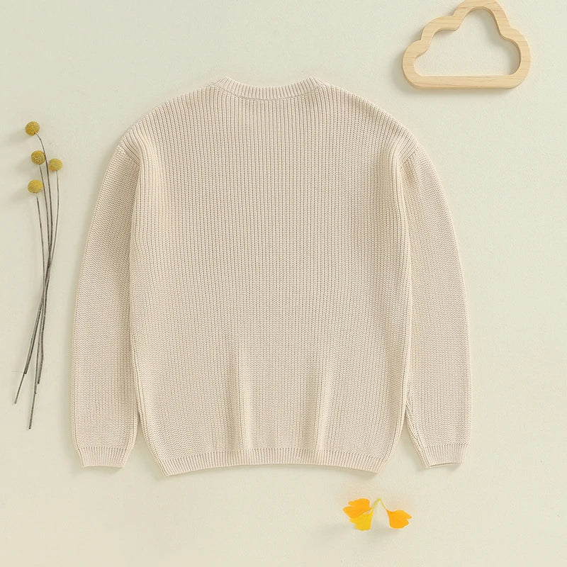 Suefunskry 1PC Mommy and Me Matching Sweaters Solid Color Knitted Long Sleeve Round Neck Warm Pullover Tops for Autumn Winter