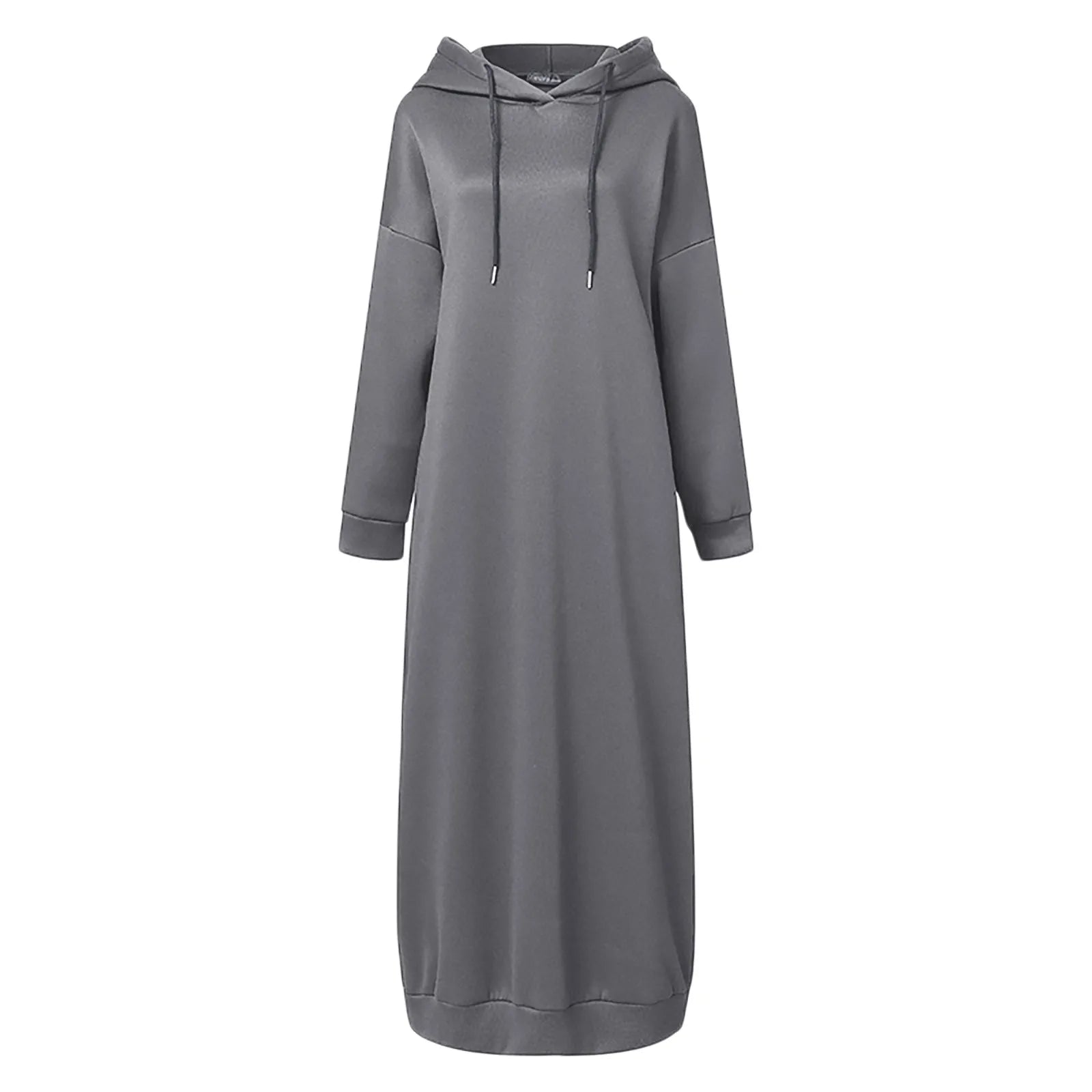 2024 Oversized Women Solid Color Maxi Dress For Women 2023 Long Sleeve Muslim Solid Casual O Neck Oversize Long Sweatshirt