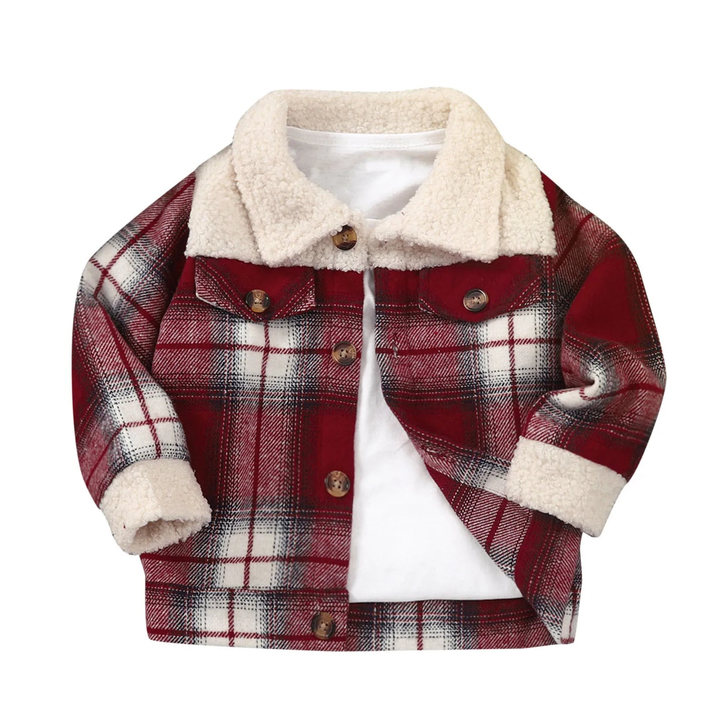 Carboy Coat Kids Toddler Child Baby Boys Girls Shirt Jacket Plaid Long Sleeve Fleece Lapel Button Down H Coats For Boys Fashion