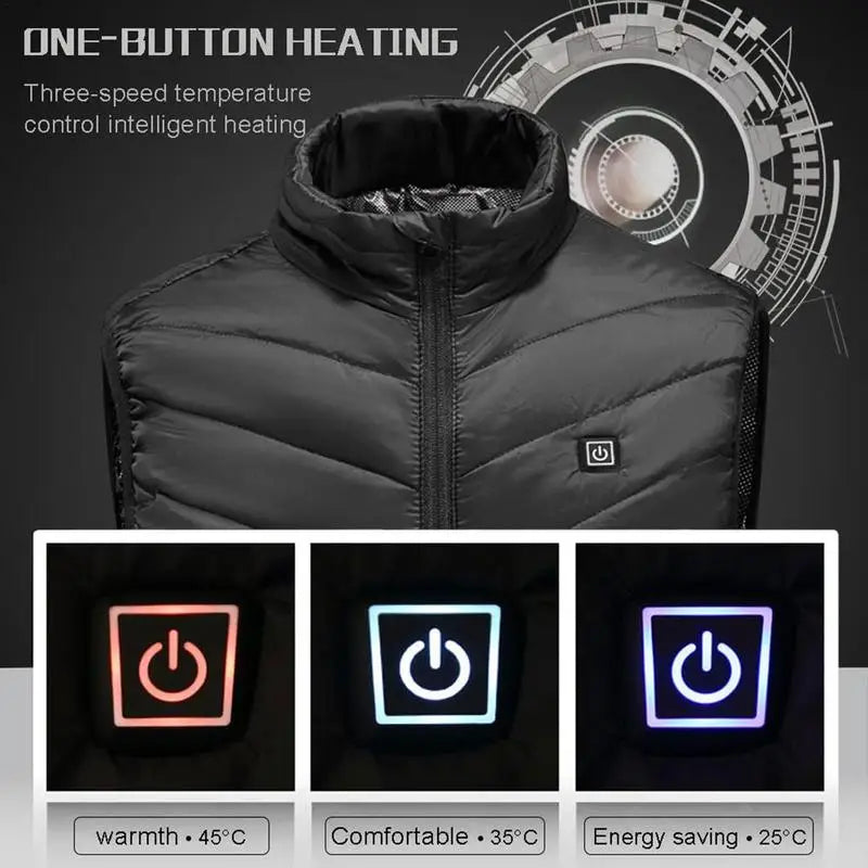 USB Heated Vest Men Electric Warm Vest 3 Temperature Settings Jacket Men Winter Thermal Waistcoat For Sports Hiking Camping