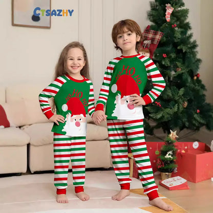 Europe and the United States 2024 new Santa Claus stripes Christmas family home clothing pajamas new set