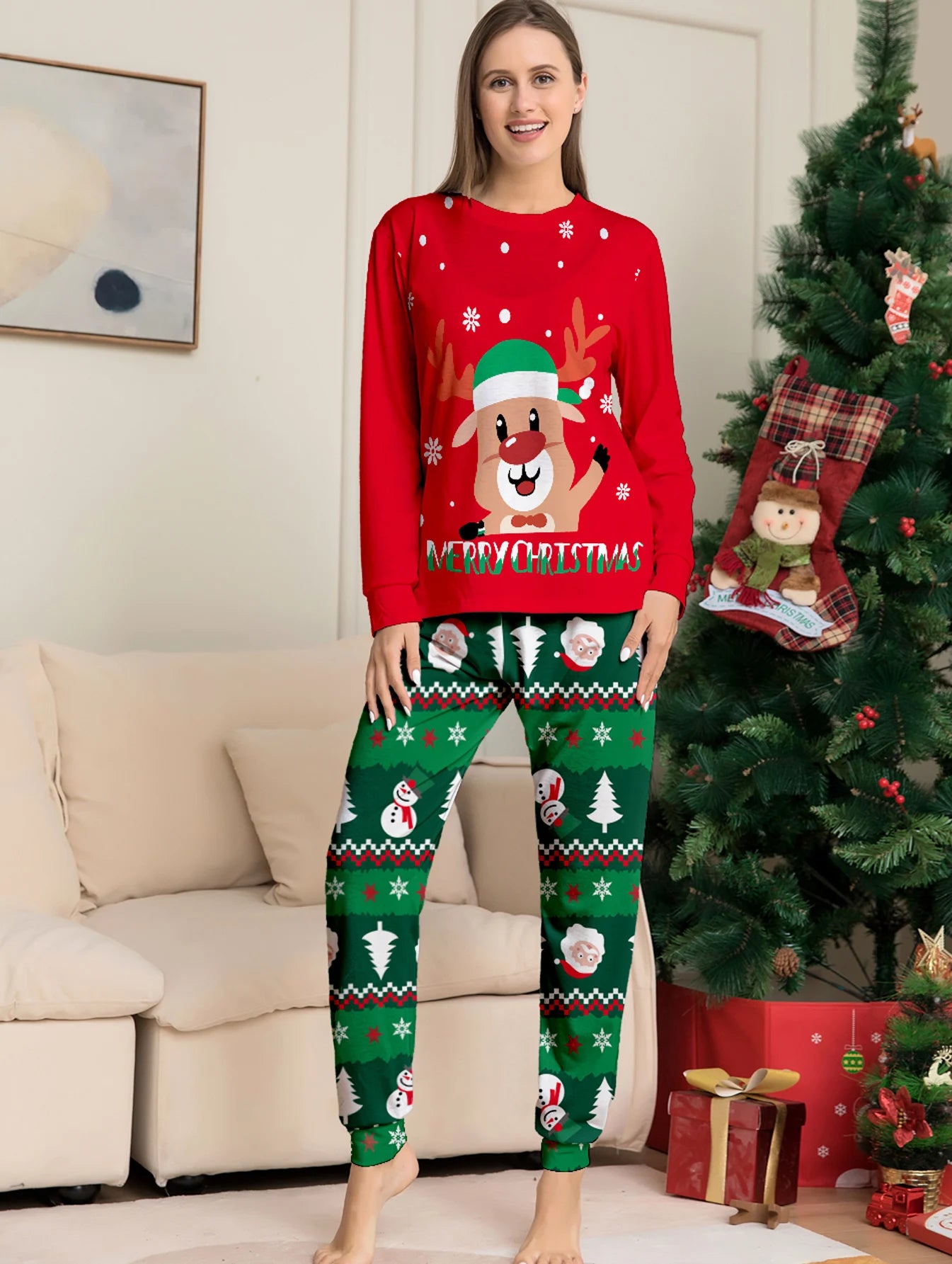 2024 Couples Christmas Family Matching Pajamas Set Mother Kids Clothes Christmas Pajamas For Family Clothing Set