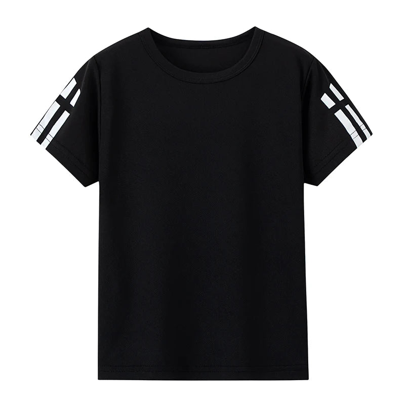 Children's summer solid color basic quick-drying short-sleeved boy leisure sports T-shirt girl Joker round neck short sleeves.