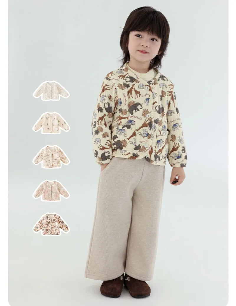 2-6Y Kids Velvet Jacket New Nordic Style Sweet Cotton Coat Babies Autumn Winter Boys Girls Comfortable and Warm Lined jacket