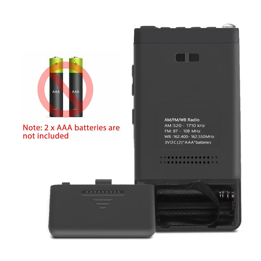 Portable Weather Radio FM AM NOAA Emergency Pocket Radio With Weather Warning Alarm Clock Auto-Search Channels Mini Hand Radio