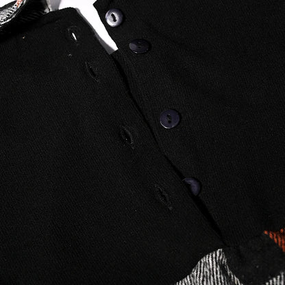 Ali-Plus family clothes set black cotton Mousse cashme plaid girl dress vest shirt black mock neck top plaid for autumn children