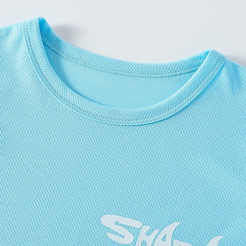 2-pieces Summer Children's Letter Quick drying Sports Suit For Boys And Girls Loose Short Sleeved T-shirt Outdoor Casual Shorts