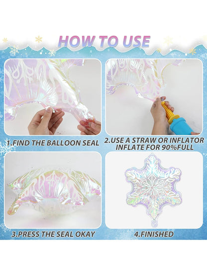 1/3/6pcs transparent snowflake aluminum foil balloons, ice and snow theme party, birthday, Christmas, winter party, New Year