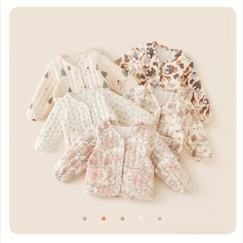 2-6Y Kids Velvet Jacket New Nordic Style Sweet Cotton Coat Babies Autumn Winter Boys Girls Comfortable and Warm Lined jacket