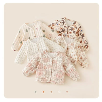 2-6Y Kids Velvet Jacket New Nordic Style Sweet Cotton Coat Babies Autumn Winter Boys Girls Comfortable and Warm Lined jacket