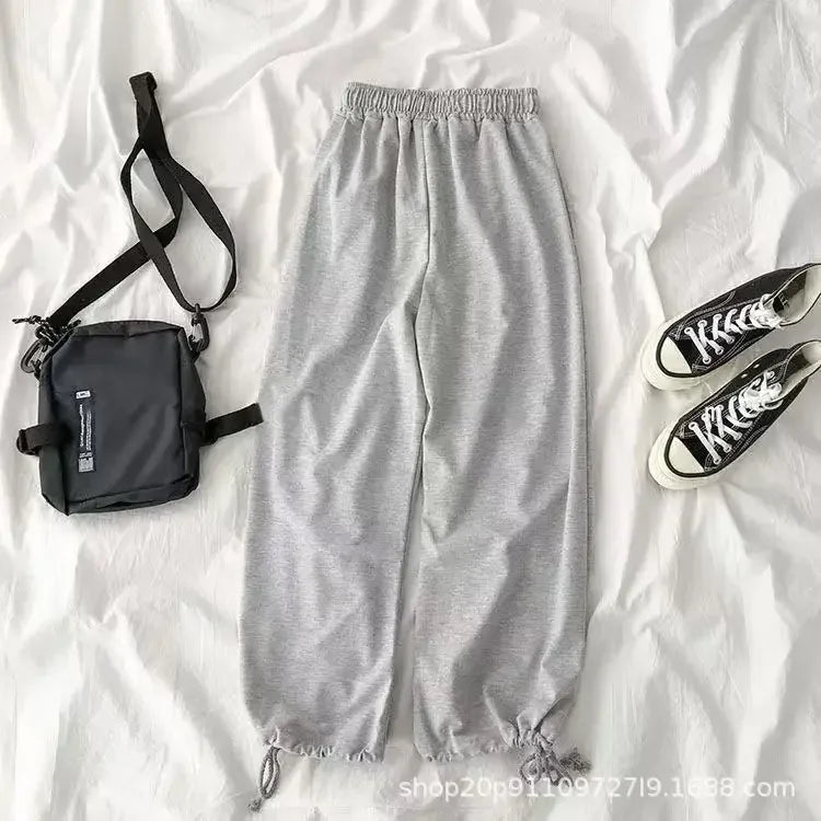 Thickened Fleece Black Sports Pants Pure Color Casual Trousers Autumn Winter New Style Slimming Harlan Pants for Women