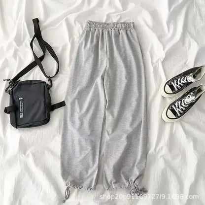 Thickened Fleece Black Sports Pants Pure Color Casual Trousers Autumn Winter New Style Slimming Harlan Pants for Women