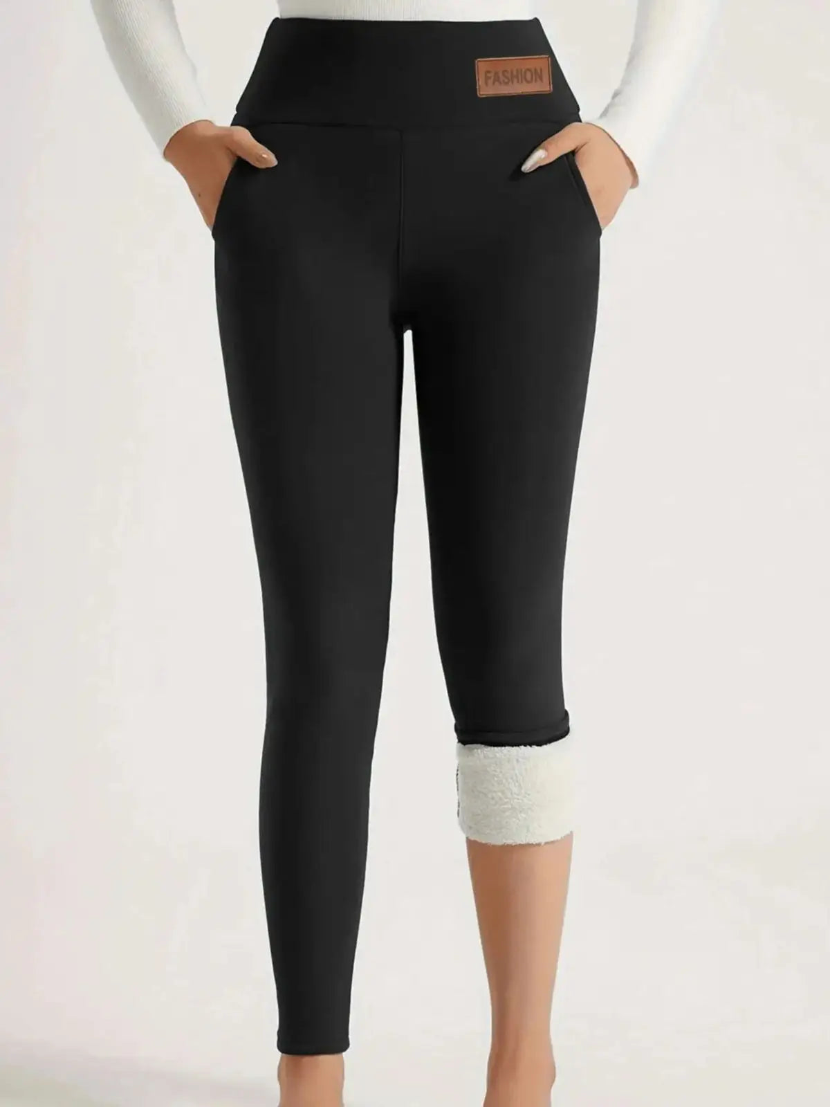 【3 Pack Winter Warm Pants】Fleece Lined High Waist Leggings for Women, Black+Navy+Wine Red Thickened Thermal Trousers, Windproof