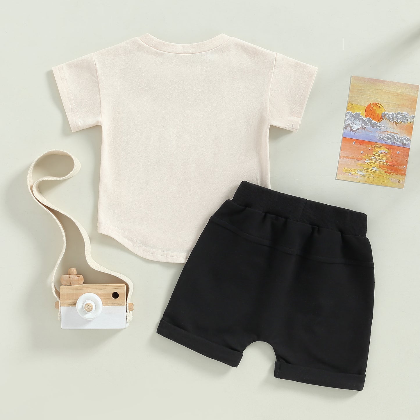 2023-01-10 Lioraitiin 0-3Years Baby Boys 2Pcs Shorts Set Short Sleeve Crew Neck Stripes T-shirt with Elastic Waist Shorts