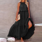 Women Casual Ruffles Long Dress Summer Elegant Sleeveless Sundress Elegant Harajuku Maxi Dress Beach Party Evening Vestidos