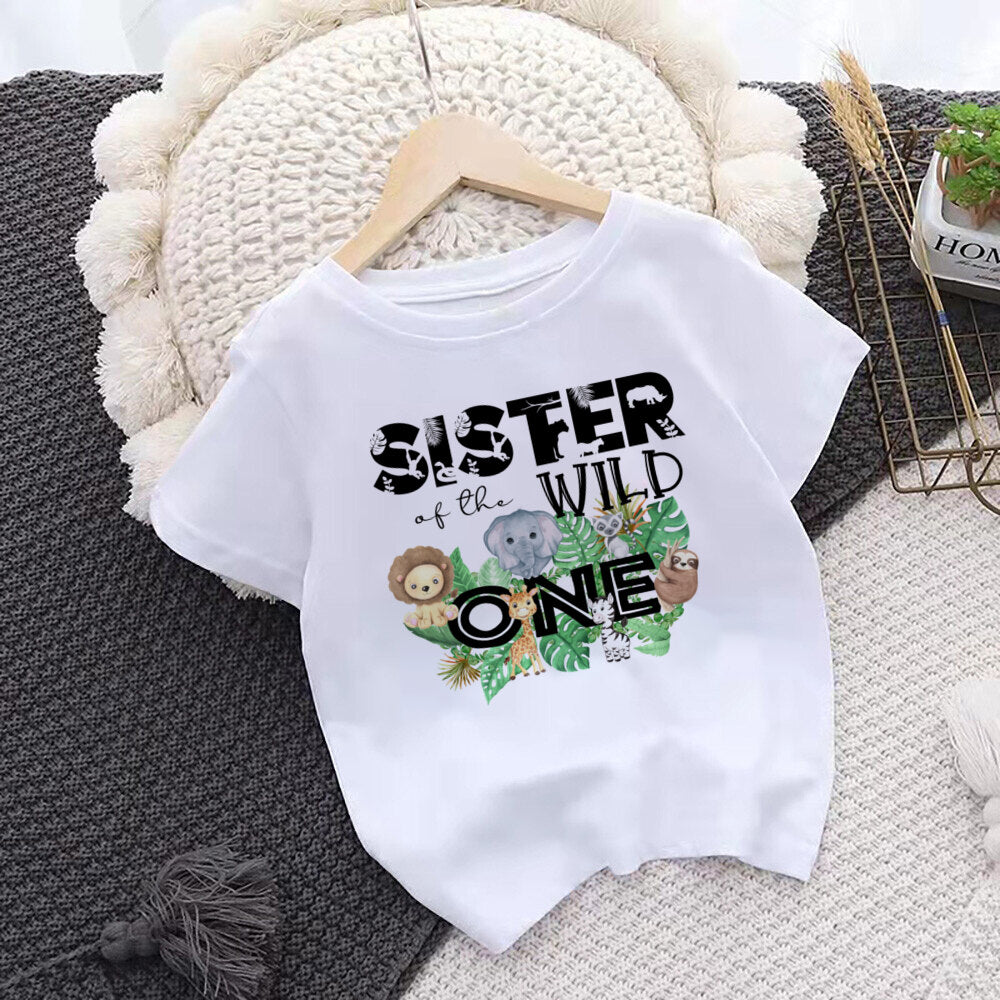 Wild One Family Matching Clother Jungle Party Dad Mom Sister Brother Baby Look Outfits T-shirt One Birthday Family T Shirts Tops
