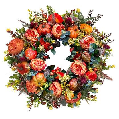 Autumn Round Wreath Decorative Artificial Fall Wreath Festival Theme for Harvest Festival Decor