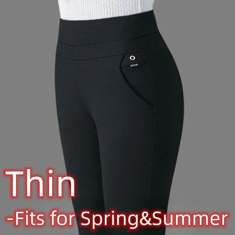 Warm Winter Straight Pants Women's Snow Plush Fleecing Thermal Strench Lady OL Slim Trousers Femail Thick Clothing Leggings