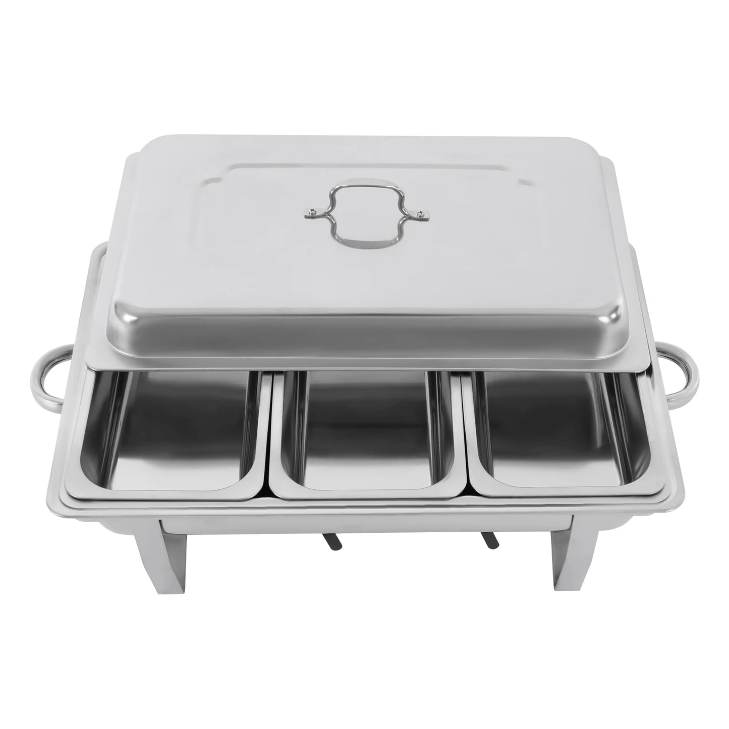 Chafing Dish Buffet Set 3 Grid Stainless Steel Rectangular Catering Chafer Warmer Set Buffet Dishes Warming Set 63.5*35.5*32cm