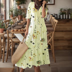 Women Dresses Casual Loose Comfortable Plus Size Dress With Tassels Bohemian Printed V Neck Long Length Woman Vestidosct